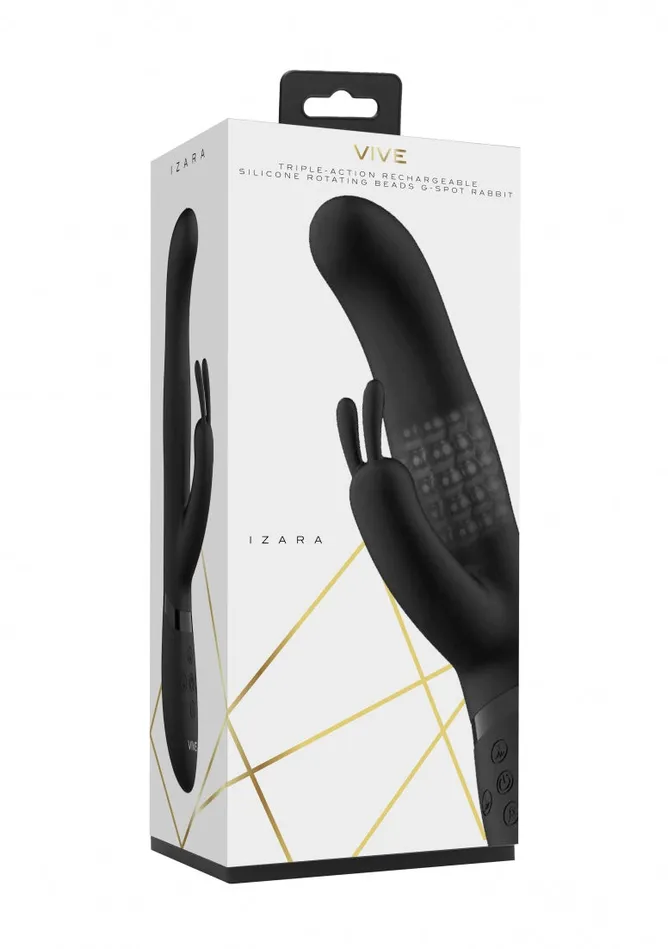 Shots America Vibrators Izara Rotating Beads Rabbit Black