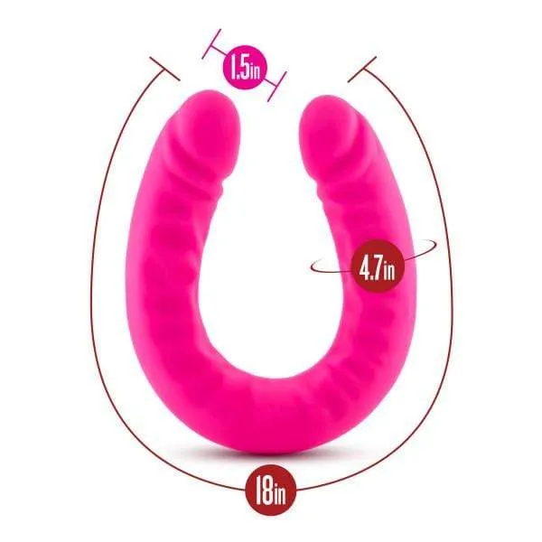 Blush Dildos Ruse 18 inch Silicone Slim Double Dildo Hot Pink