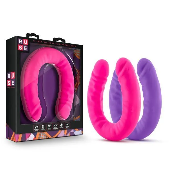 Blush Dildos Ruse 18 inch Silicone Slim Double Dildo Hot Pink