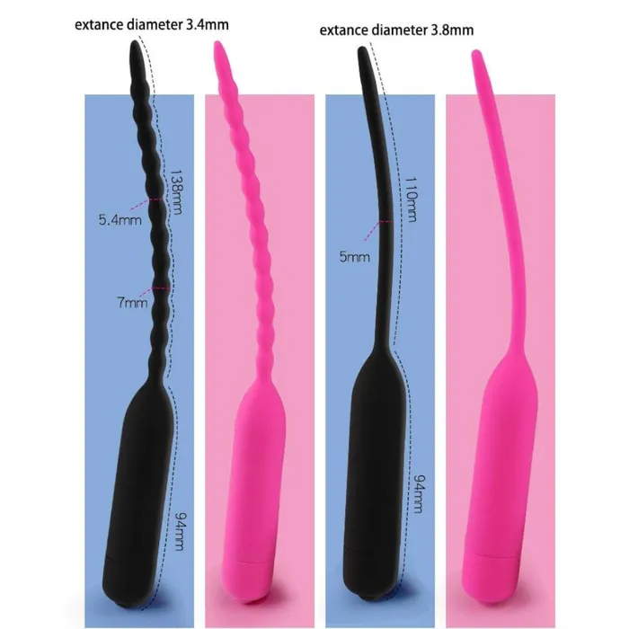 Male Sex Toys House of Dasein Cock Ball Toys Black Pink Silicone Urethral Sound Beaded Penis Plug Vibrator