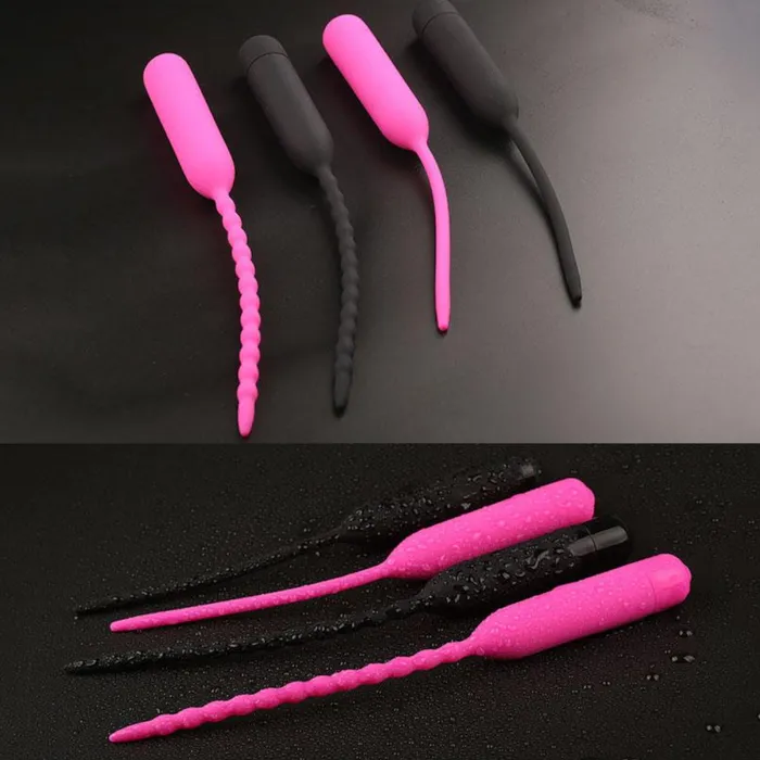 Male Sex Toys House of Dasein Cock Ball Toys Black Pink Silicone Urethral Sound Beaded Penis Plug Vibrator