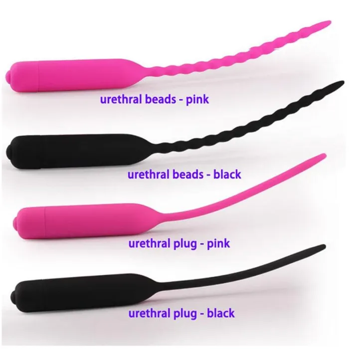 Male Sex Toys House of Dasein Cock Ball Toys Black Pink Silicone Urethral Sound Beaded Penis Plug Vibrator