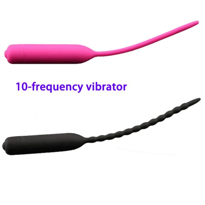 Male Sex Toys House of Dasein Cock Ball Toys Black Pink Silicone Urethral Sound Beaded Penis Plug Vibrator