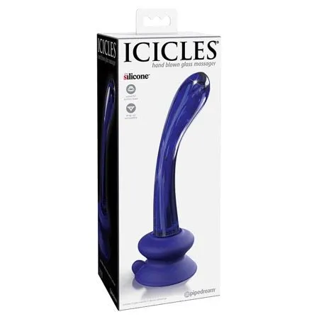 Pipedream Pipedream Icicles No 89 Curved Glass GSpot Massager With Suction Cup Blue Female Sex Toys