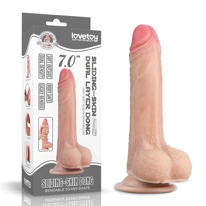 7 Inch Sliding Skin Dual Layer Dong LoveToy Dildos