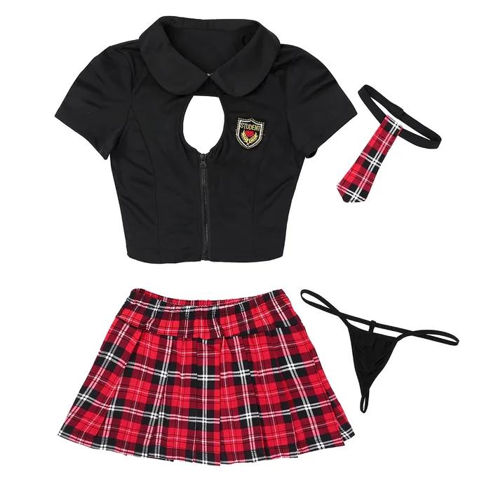 Adults Schoolgirl Cosplay Uniform Female Sexy Costume Top with Pleated Mini Skirt EVEs SECRETS Female Sex Toys