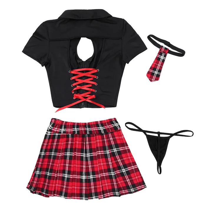 Adults Schoolgirl Cosplay Uniform Female Sexy Costume Top with Pleated Mini Skirt EVEs SECRETS Female Sex Toys