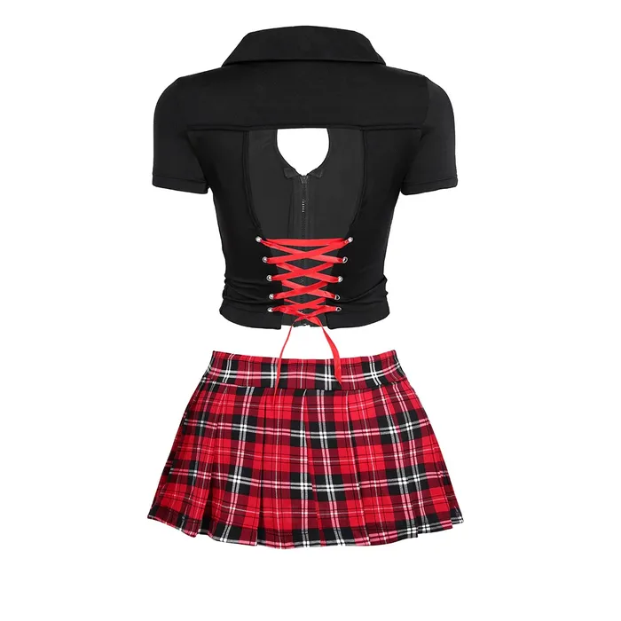 Adults Schoolgirl Cosplay Uniform Female Sexy Costume Top with Pleated Mini Skirt EVEs SECRETS Female Sex Toys