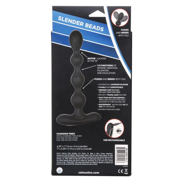 CaleXOtics ECLIPSE SLENDER BEADS Black Silicone Flexible Anal Beads CalExotics Anal
