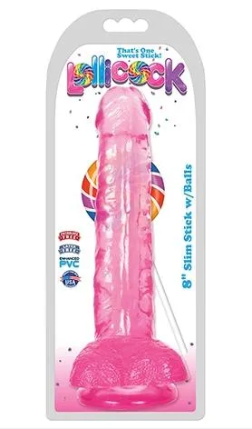 Dildos CURVE TOYS LOLLICOCK 8 INCH SLIM STICK WITH BALLS
