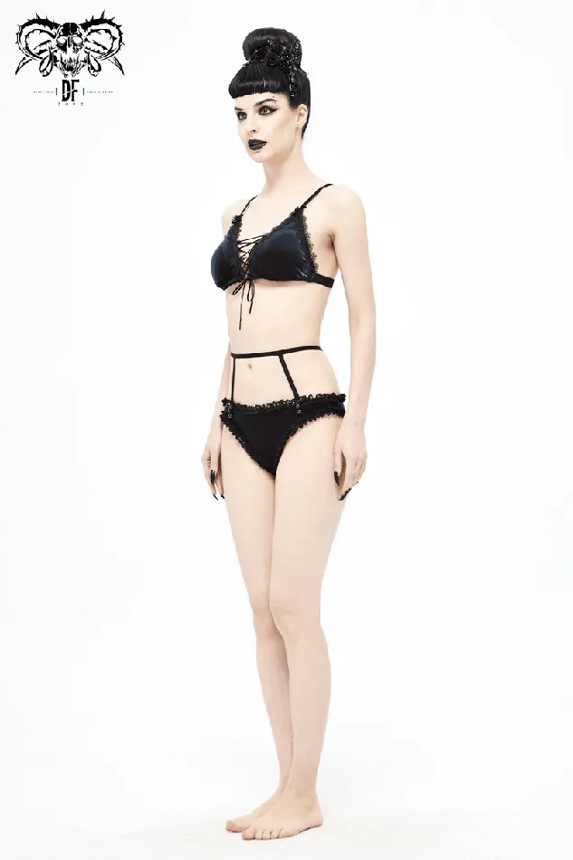 EVEs SECRETS Restraints Lace Black and Red Bikini Swimsuit with Waist Straps