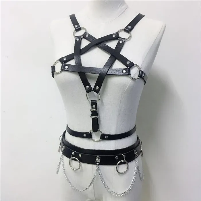 Female Sex Toys EVEs SECRETS Body Harness with Pentagram for Ladies Sexy Bra Belts Body Bondage Fetish Garters