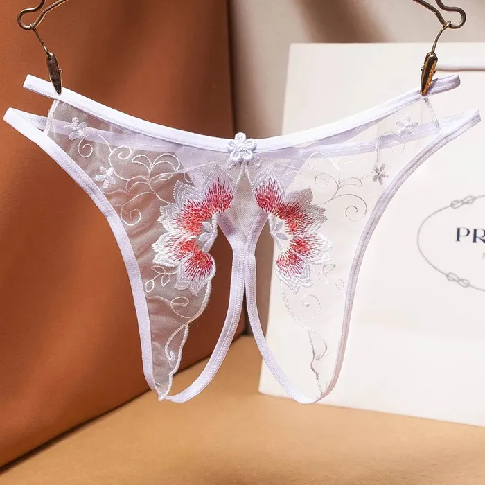 Female Sex Toys Womens Sexy Bikini Panties with Lace Transparent Embroidery Briefs Ladies Mesh Lingerie EVEs SECRETS