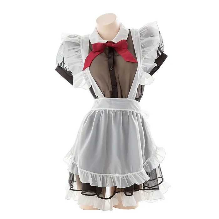 Male Sex Toys EVEs SECRETS Soft Sexy Cosplay Maid Dress for Women Erotic Transparent Uniform with Bow