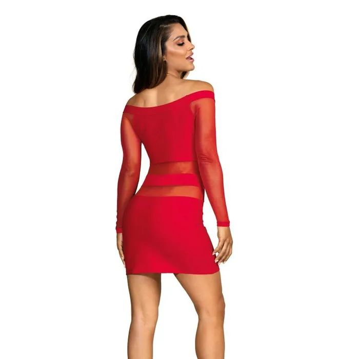Off The Shoulder Mesh Panel Dress Red Large Axami Lingerie Dildos