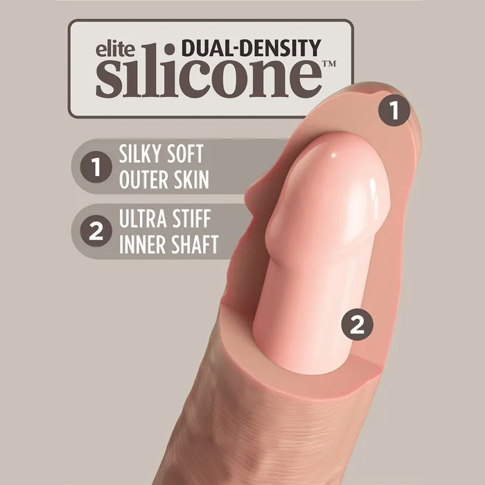 Female Sex Toys King Cock Elite 6 Dual Density Vibrating Silicone Cock with Remote Light King Cock